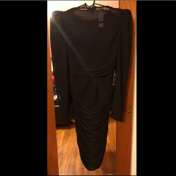 Express Ruched Long Sleeve Mini Sheath Dress - Picture 5 of 6
